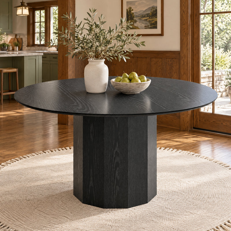 Table de salle à manger Soild, H 30 po x L 60 po x l 60 po, Noir