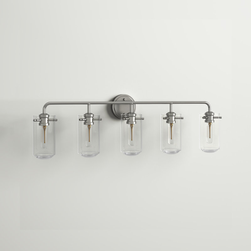 Éclairage pour salle de bain 5 lumières Barbosa, Nickel brossé