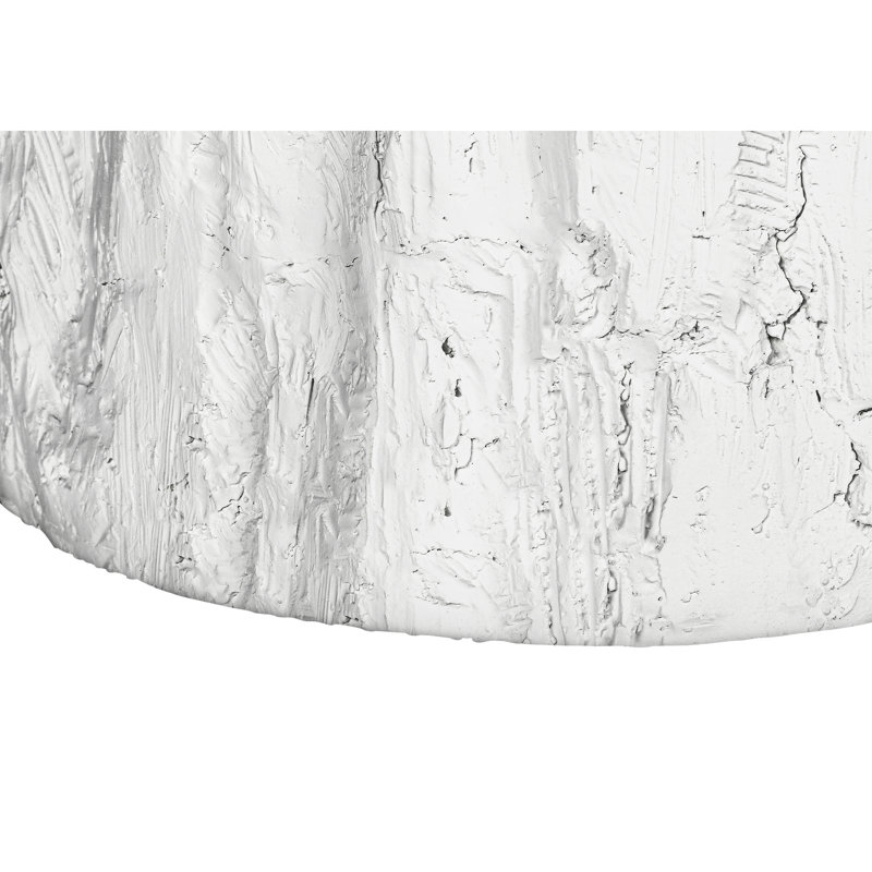 Table d'appoint ronde blanche de 63,5 cm de hauteur, idéale pour la chambre à coucher et le salon. Table d'appoint cylindrique de style contemporain. Matériau : oxyde de magnésium. Surface lisse et facile à nettoyer. Dimensions : 56,4 cm. Poids : 13,6 kg.