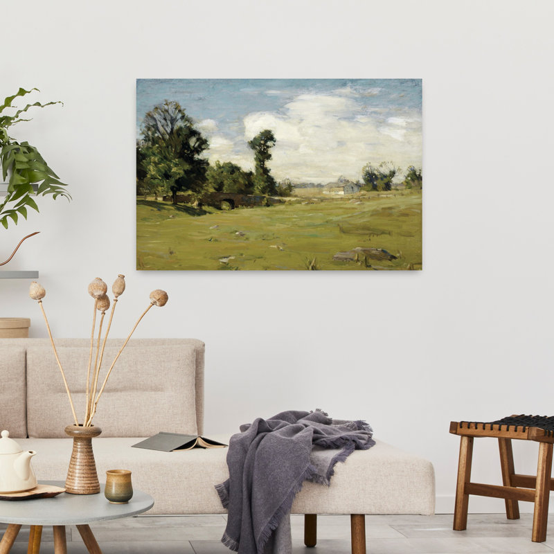 Paysage champêtre abstrait contemporain, art naturel, H 36 po x l 24 po