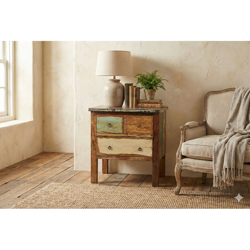 30" Hand-Carved Solid Wood Side Table with Drawer - Vintage Antique Style Accent Nightstand & Pedestal