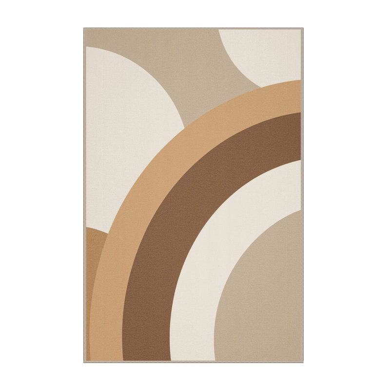 Tapis moelleux moelleux à motif géométrique minimaliste brun et beige, 5 x 7