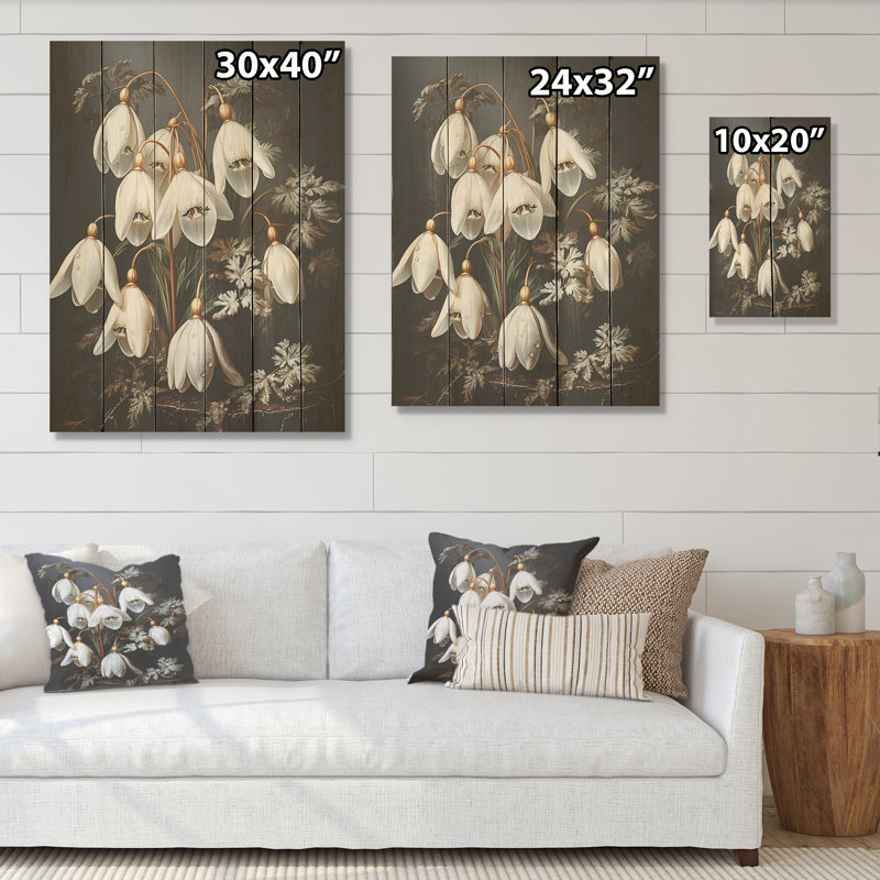 Givre doré, gouttes de neige dorées I - Art sur bois de pin naturel, H 20 po x l 10 po