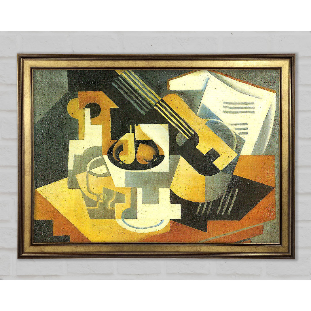 Gitarre und Obstschale 1 von Juan Gris - Einzelne Bilderrahmen Kunstdrucke