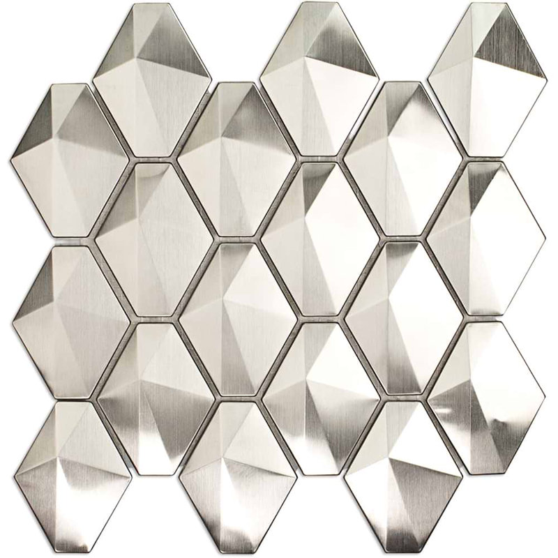 Terrapin 2x3 Geometric Polished Metal Mosaic Tile