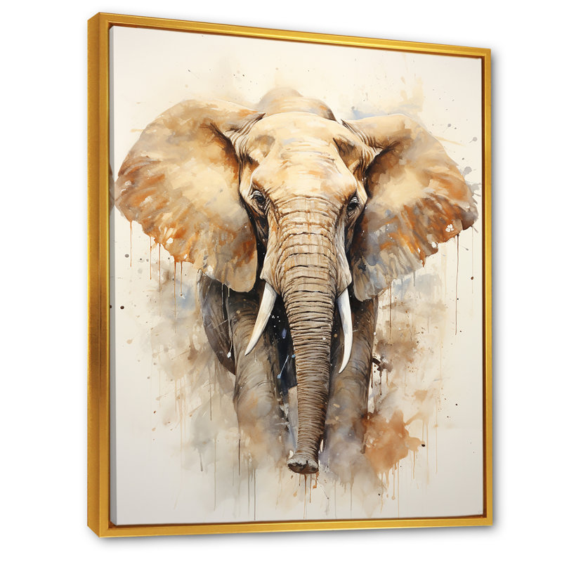 Gentle Elephant Giants sur toile, Cadre flottant doré, H 32 po x l 16 po x P 1 po