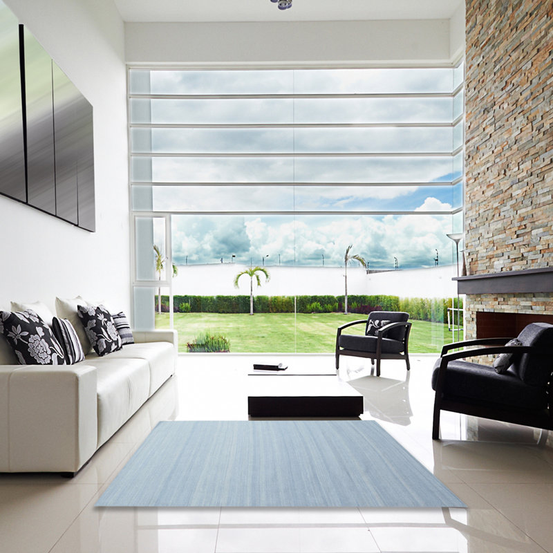 Tapis contemporain bleu ciel, Carré 5 pi