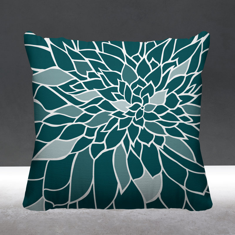 Raina Outdoor Reversible Throw Pillow, 15W" x 15H", Green