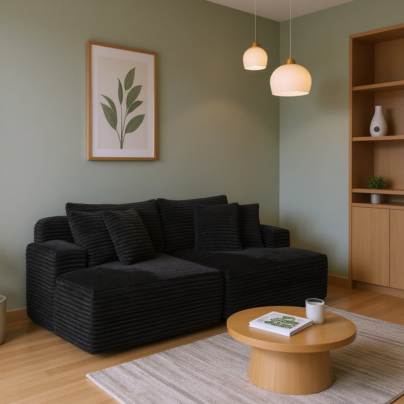 Causeuse de réception en velours côtelé - Assise rembourrée en mousse souple, sans assemblage, conception légère et compacte