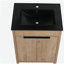 Meuble-lavabo indépendant de 24 po avec lavabo en céramique noire et 2 portes d'armoire à fermeture en douceur