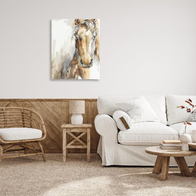 Orange-Brown Horse Portrait Watercolor Theme, Unframed Wall Art, 32 X 48