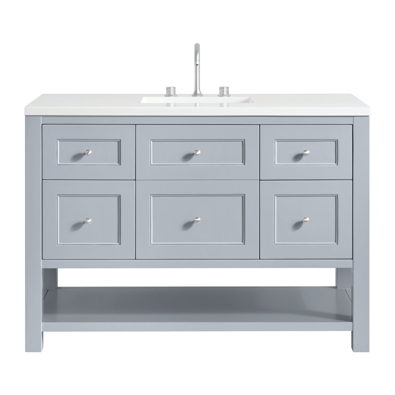 Breckenridge 48'' W Single Vanity, White Zeus, 8" Widespread, Light Natural Oak