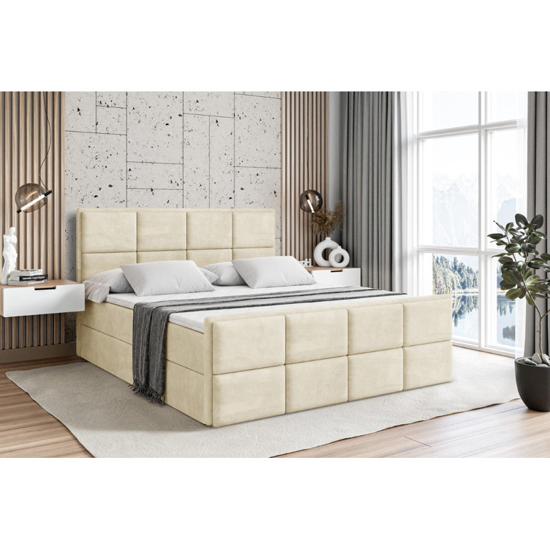 Bed, 140 x 200cm, Beige