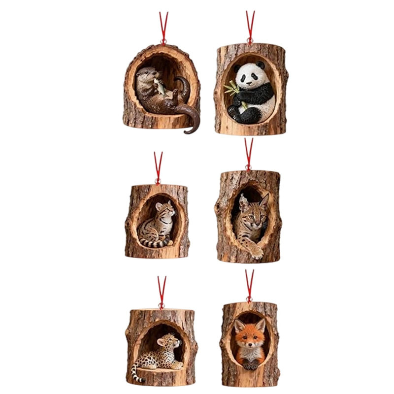 6PC ornements de Noël décorations de Noël pendentifs d'arbre de Noël impression à plat 2 pendentifs en acrylique, D