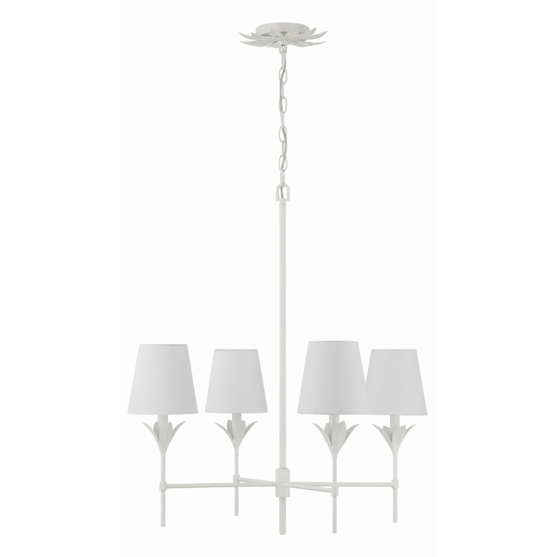 Iron 4-Light Chandelier, Blanc mat