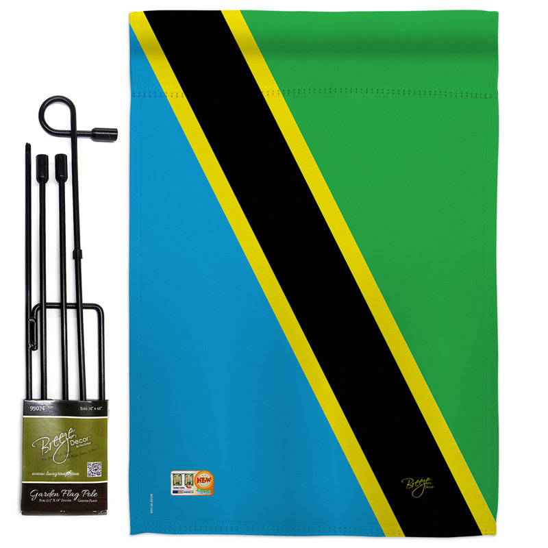 Polyester à 2 côtés 18,5 x 13 po tanzanie ensemble de drapeau