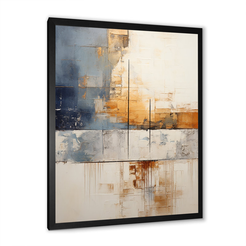Abstrait collage doré beige sur route I - Collages abstraits, décoration murale, H 40 po x l 30 po x P 1,5 po
