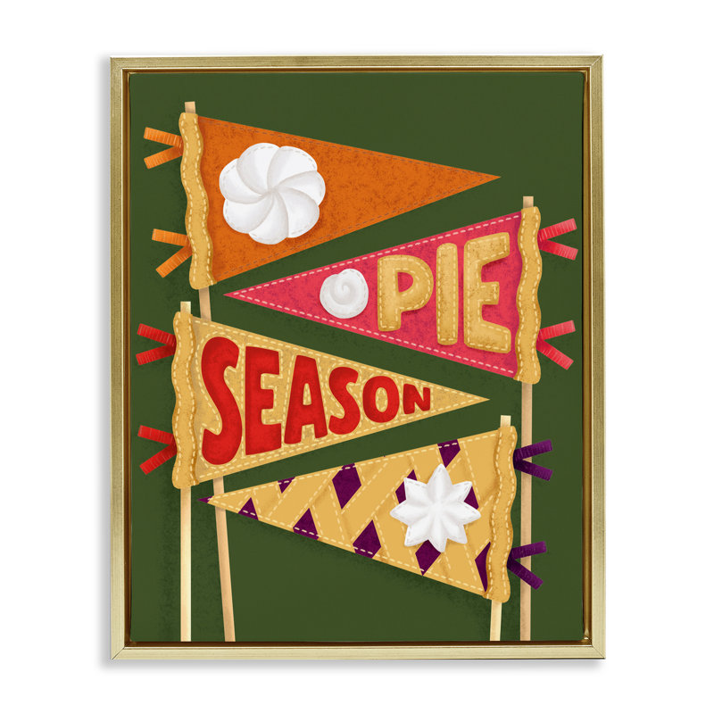 Cadre flottant Pie Season Pennants, design par Jilly Jack Designs, H 31 po x l 25 po, Cadre flottant métallique doré