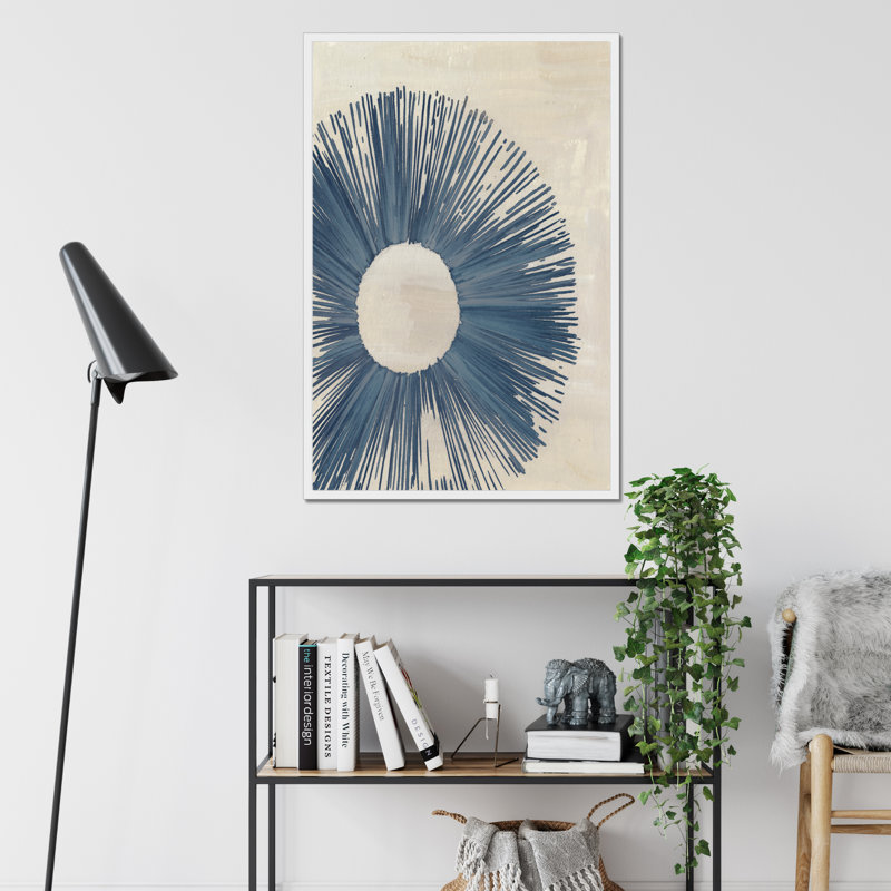 Blue Burst II 1 Piece Painting, 50cm H x 34cm W, White Framed Paper Print