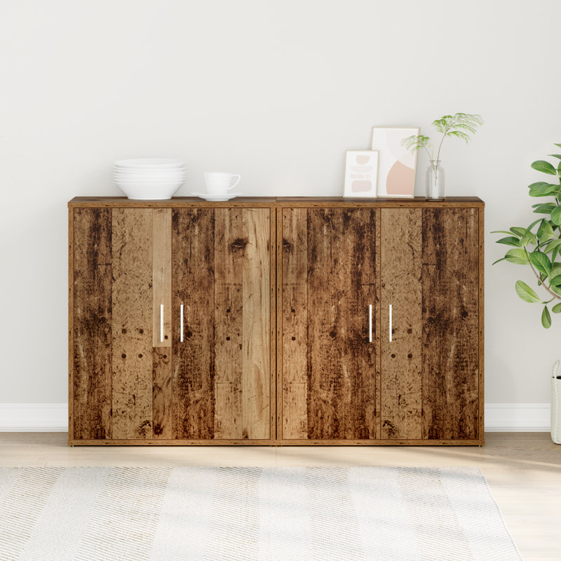Highboard 2 Pcs 60 X 31 X 70 Cm Engineered Wood, Old Wood