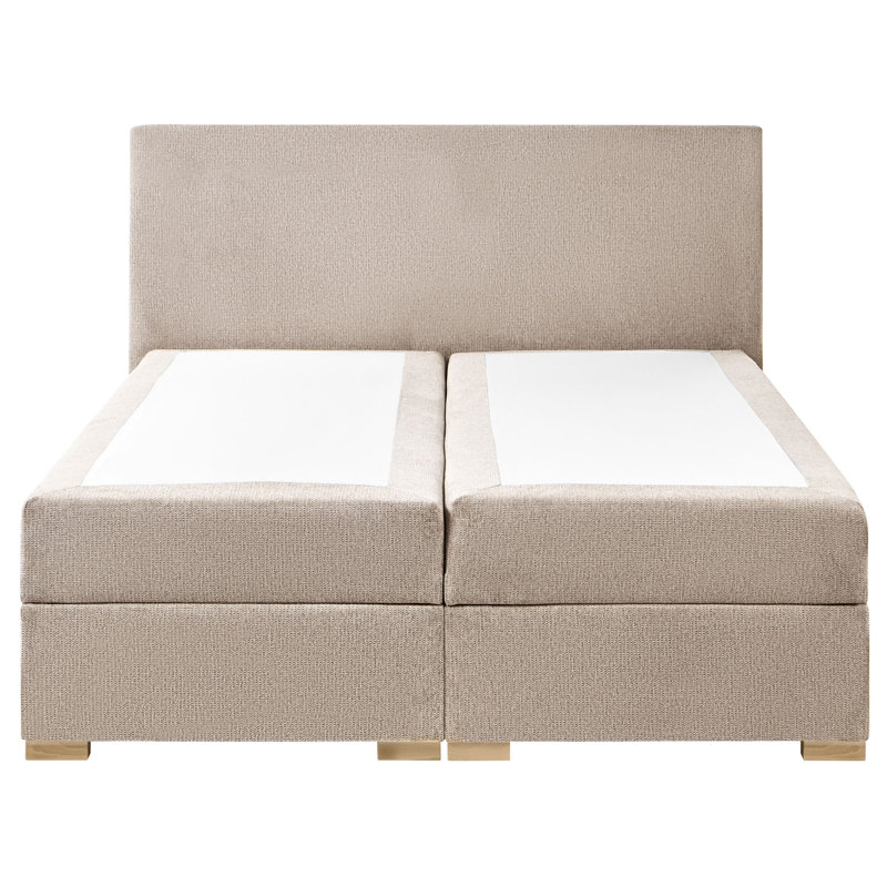 Upholstered Bed with Mattress, European Double (140 x 200 cm), Taupe