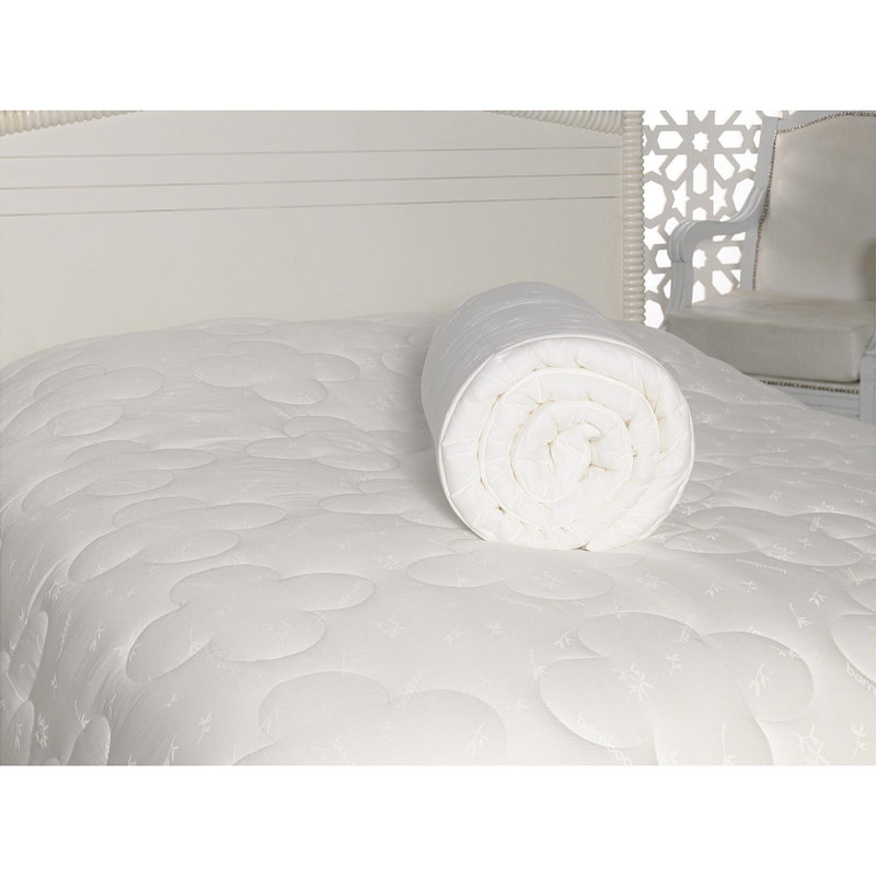 Luxueuse courtepointe double, 100% blanc, 76 x 85 | 70% coton / 30% bambou, 60% microgel / 40% rembourrage en bambou, 300 g / m² | Lavable à la machine à 30 ° C | Literie douce, respirante et écologique pour un confort douillet