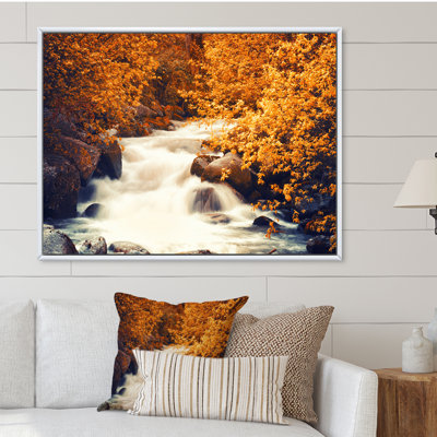 «Beautiful Autumn Forest Waterfall III», reproduction d'art sur toile traditionnelle