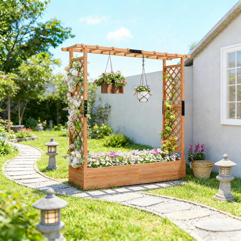 Boîte à fleurs en treillis, boîte à fleurs en bois