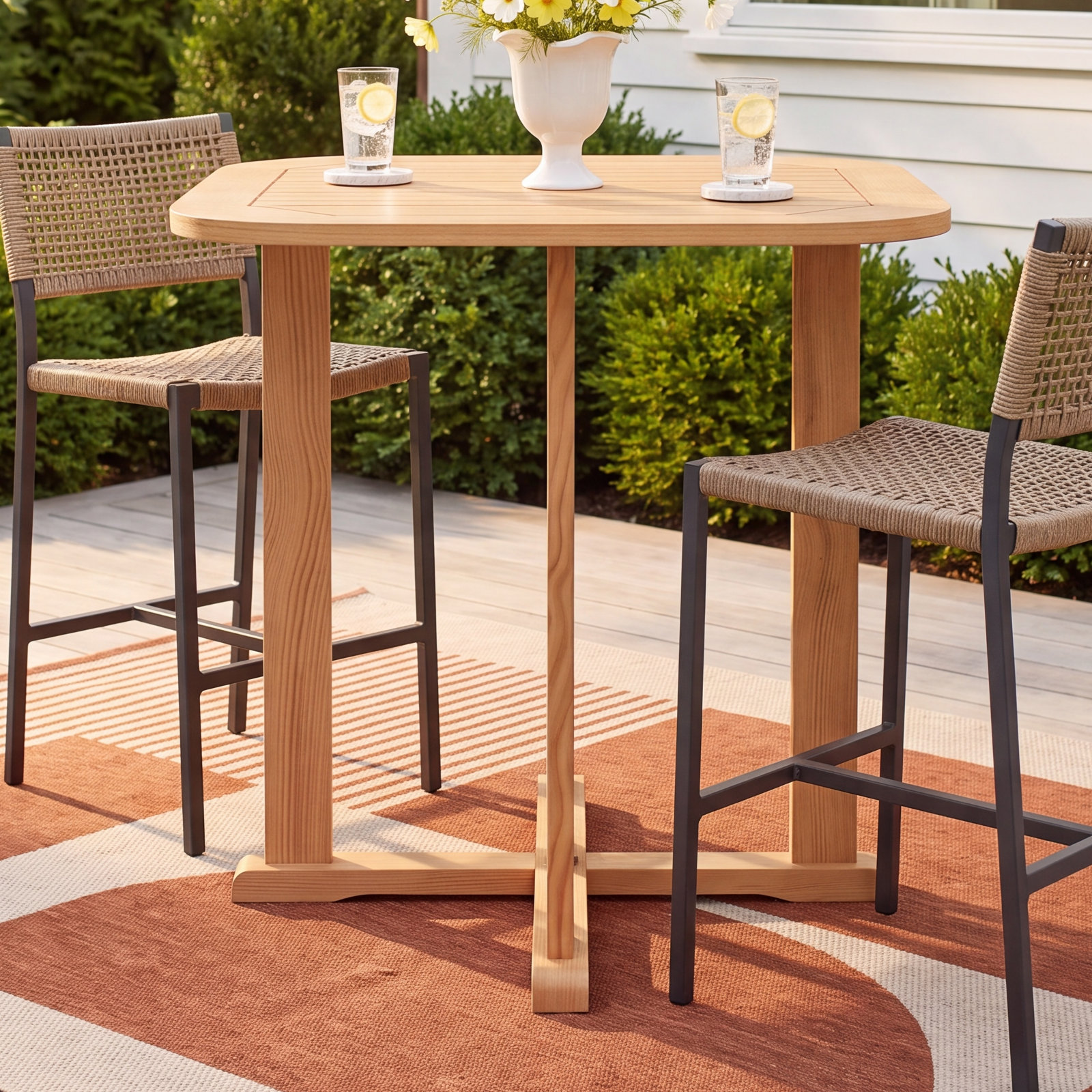 Knightly 42'' Teak Outdoor Bar Table