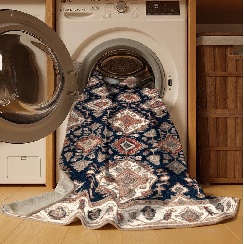 Tapis brun lavable à la machine, Rond 5 pi