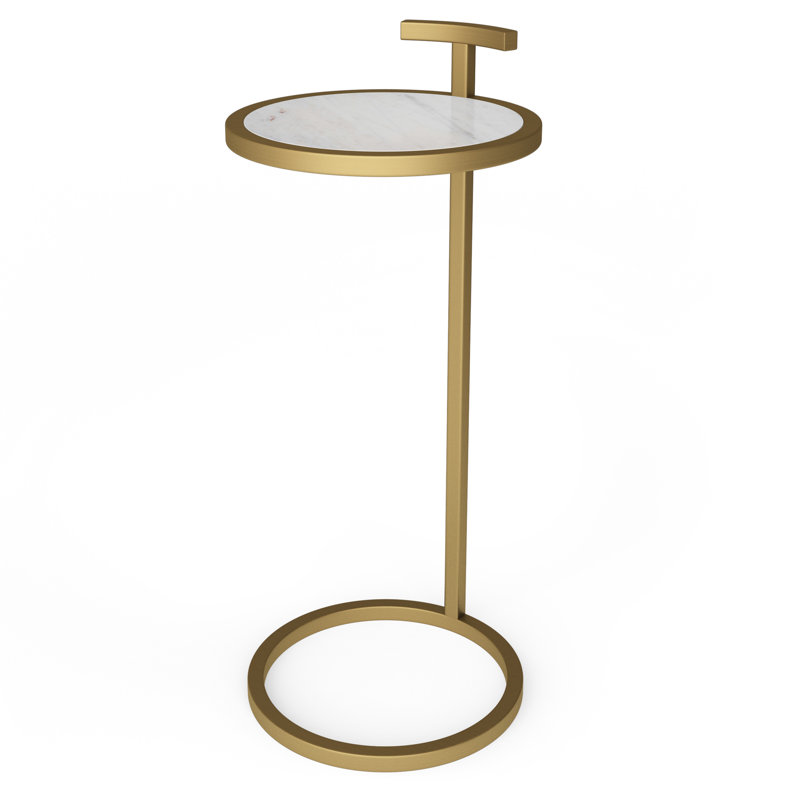 24" White Iron Round End Table