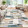 Modern Geometric Machine Washable Rug with Non-Slip Backing Non-Shedding Contemporary Accent Carpet Soft Low Pile Floor Cover for Living Room