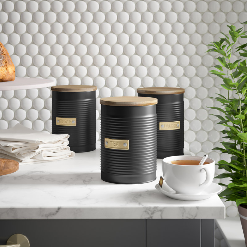 Typhoon Otto 3 Piece Coffee, Tea & Sugar Jar, Satin Black