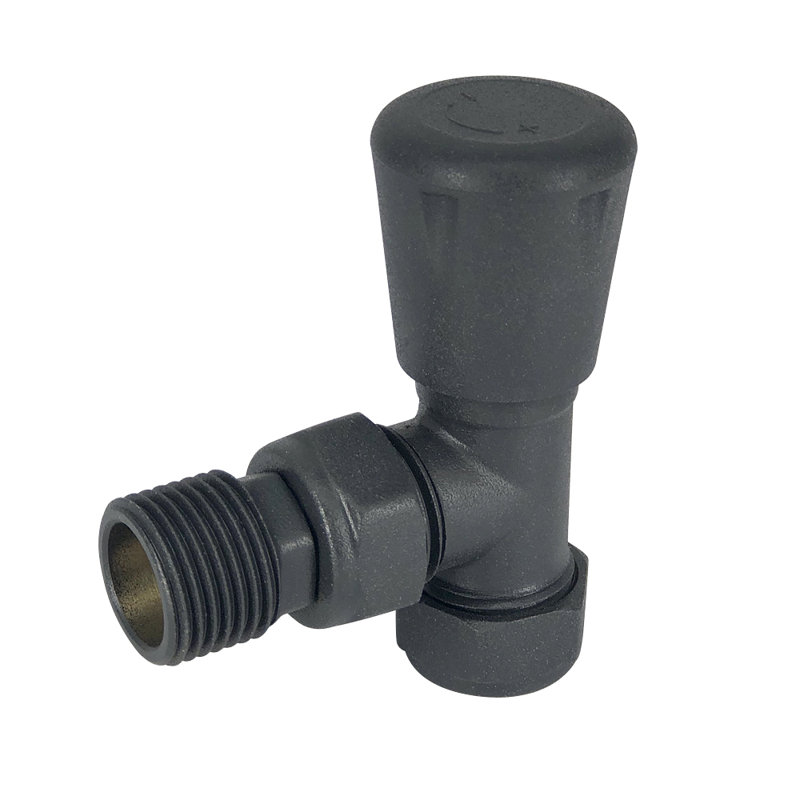 Angled Thermostatic Valve And Manual Radiator Valve Heated Towel Rail Anthracite