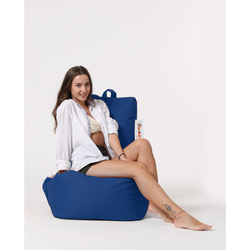 Polyester Outdoor Friendly Bean Bag Sofa, Blue 100% Polyester