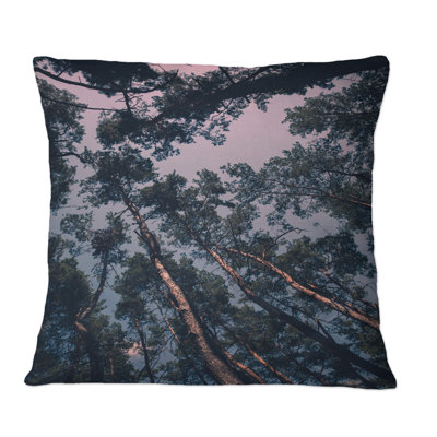 Coussin décoratif avec paysage tropical avec pin et ciel dramatique