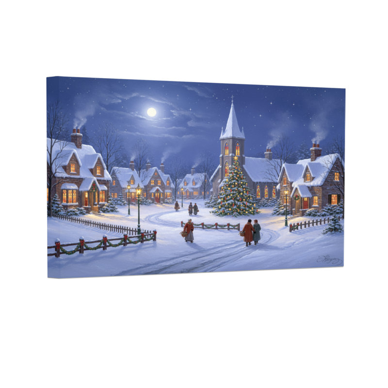 Scène de Noël village de Noël d'hiver, H 12 po x l 18 po