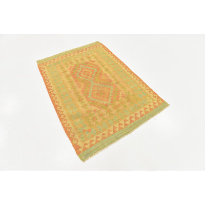 Tapis intérieur de la laine 3 pi 3 po x 4 pi 9 po one-of-kind à la main noué la new age Elland