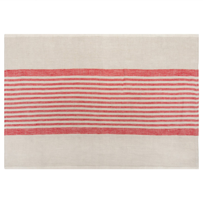 Brittany Striped Tea Towel, Natural/Red