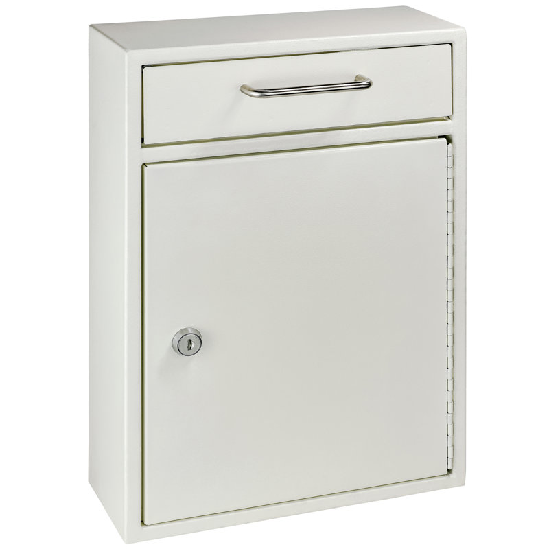 Key Boss Security Cabinet Drop Box with Lock, White