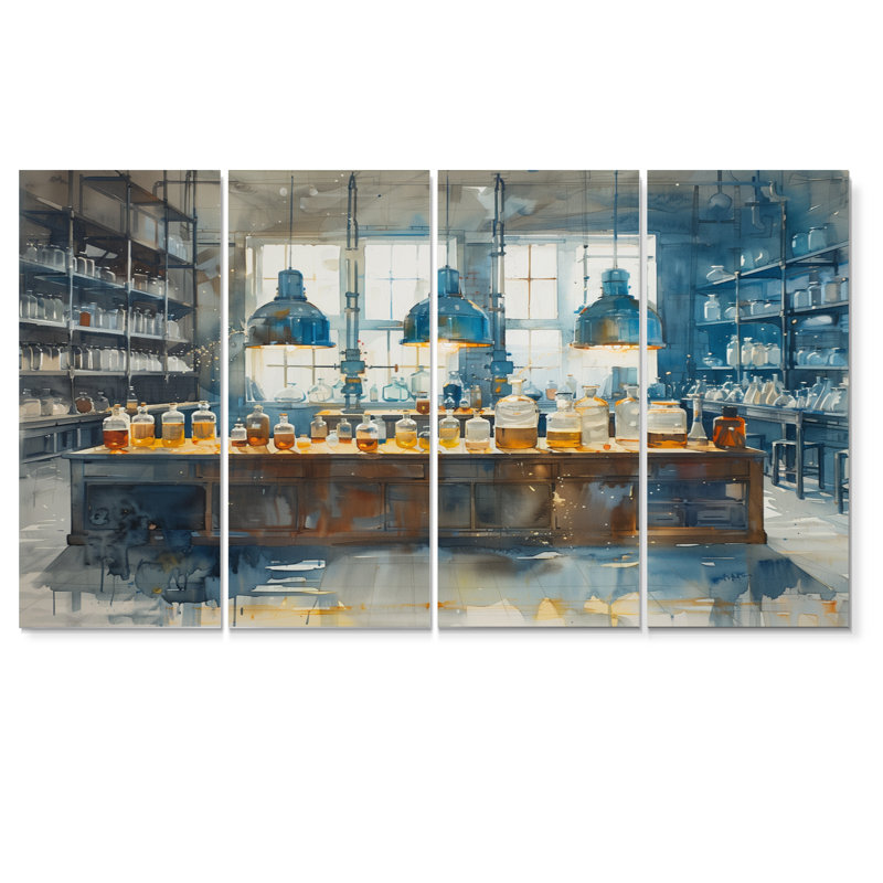 Ensemble d'art mural bleu jaune et synthétique, H 32 po x l 64 po