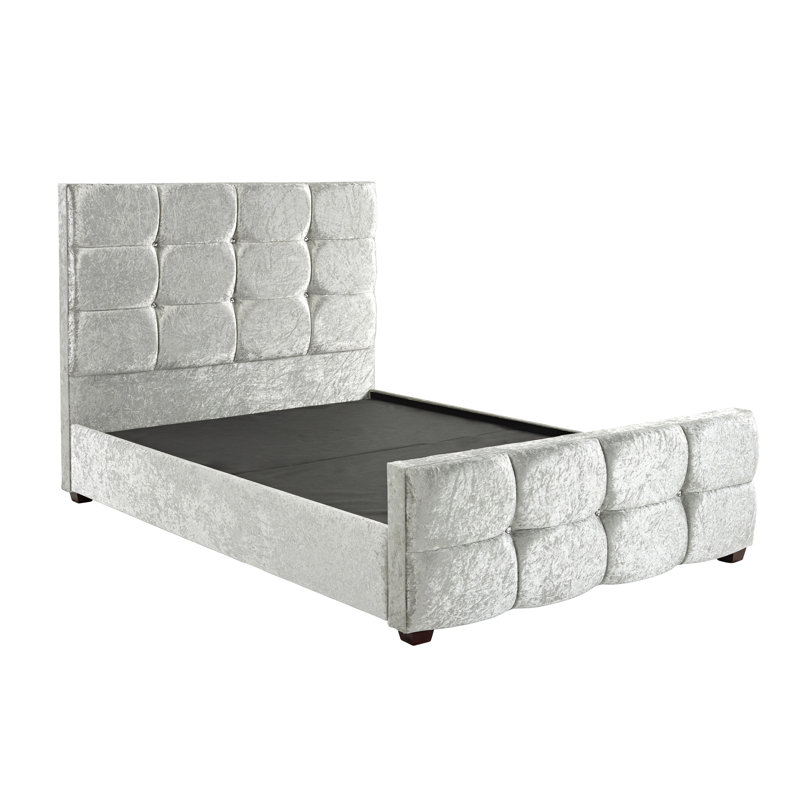 Darrell Upholstered Bed, Single (3'), Bling Silver