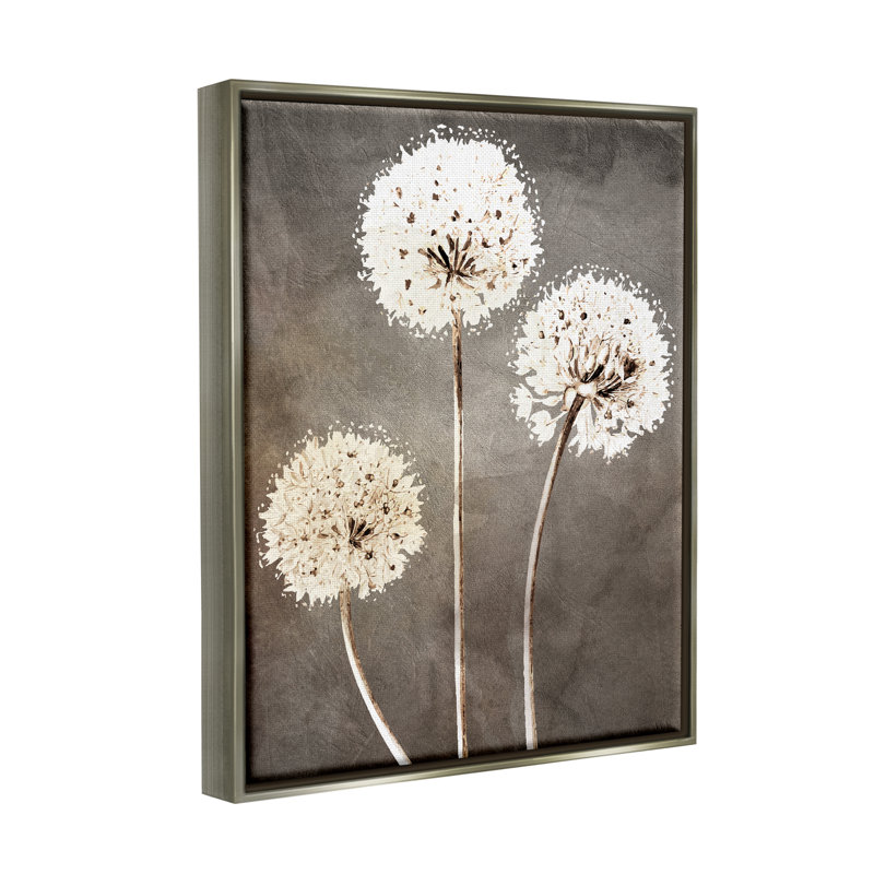 «Fluffy Dandelion Plants Wildflower Botanical Blooms» par Kim Allen - Reproduction rectangulaire sur toile avec cadre flottant