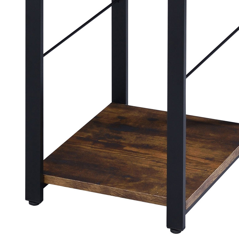 Bureau d'écriture moderne rustique en chêne vieilli et noir avec 2 configurations de tablettes