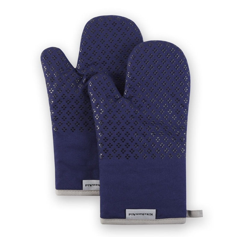 KitchenAid Asteroid Solid Textured Oven Mitt, Cobalt