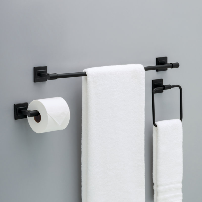 Delta McLaren 3-Piece Bath Hardware Set 18 in. Towel Bar with 6 in. Extender, Toilet Paper Holder, Towel Ring, Brushed Nickel