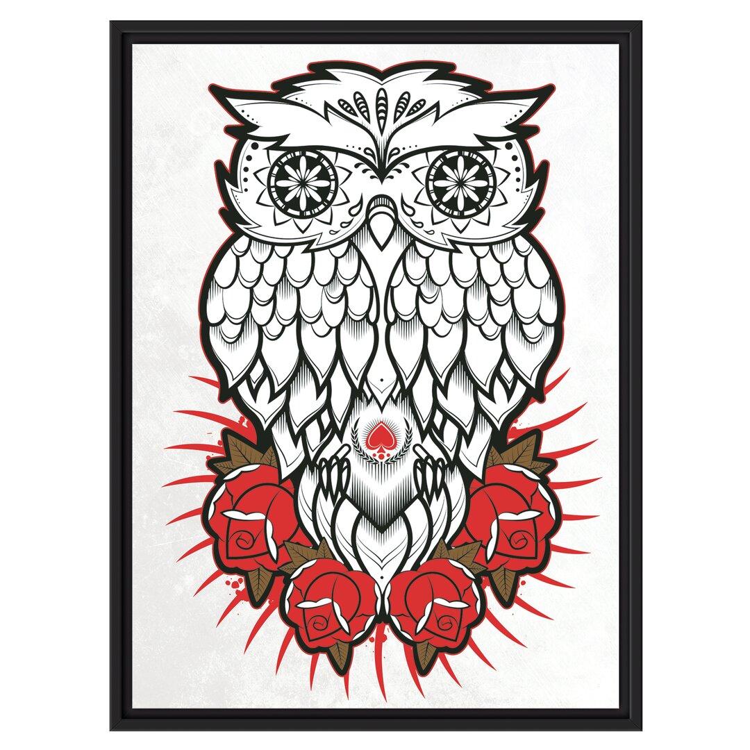 Gerahmtes Wandbild Owl white