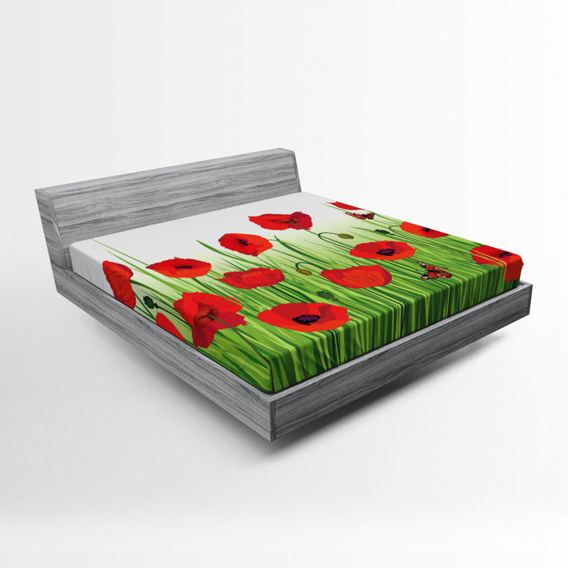 Flower Microfiber Fitted Sheet, Full Fitted Sheet