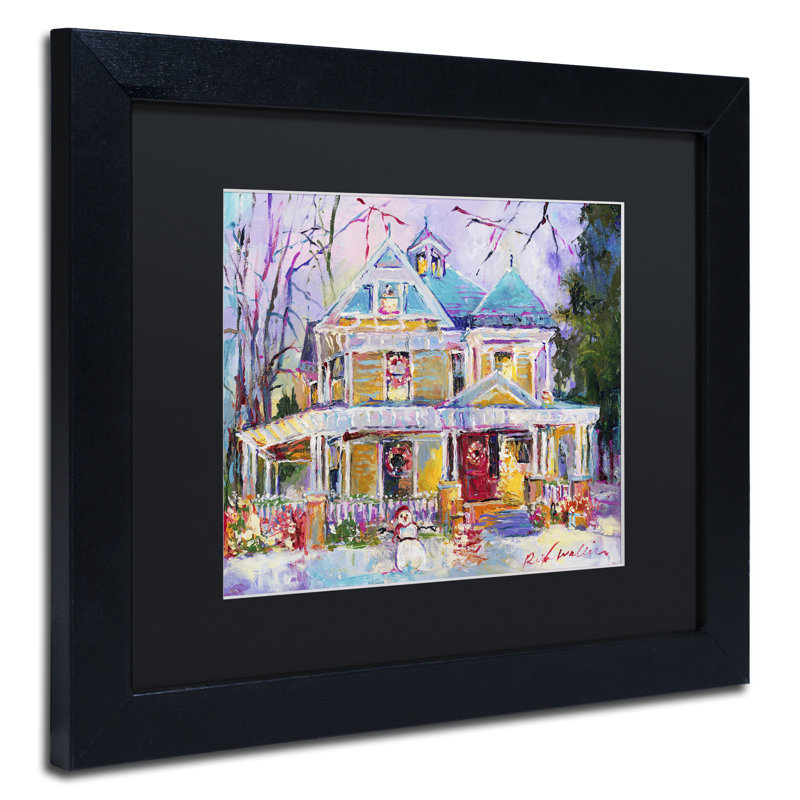 « christmas house », impression sur toile, H 11 po x l 14 po x P 0,5 po, Noir, Cadre noir