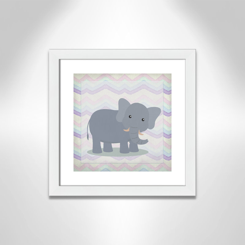 Art de l'éléphant rose, Encadré plat blanc, H 16 po x l 16 po x P 0,6 po
